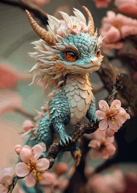 Cute Dragon with Flowers