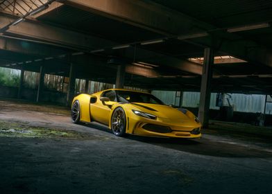 Yellow Sports Car in Garage