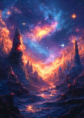 Cosmic Galaxy neon Landscape