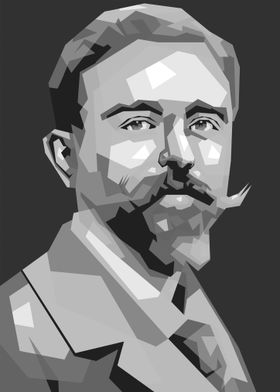 Man with Mustache in Geometric Style