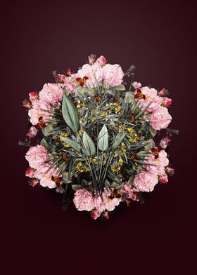 European Water Plantain Floral Arrangement with Burgundy Background