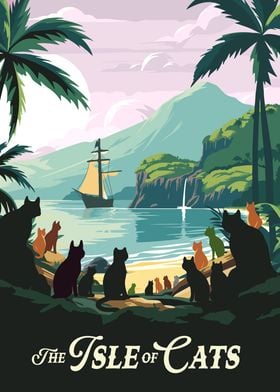 The Isle of Cats Board Game Inspired Illustration Poster