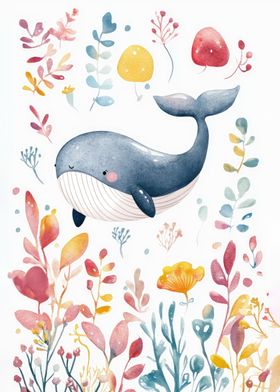 Whale Watercolor Illustration