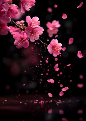 Pink Cherry Blossoms Falling