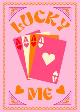 Lucky Me Aces Pink Aesthetic Colorful Cute