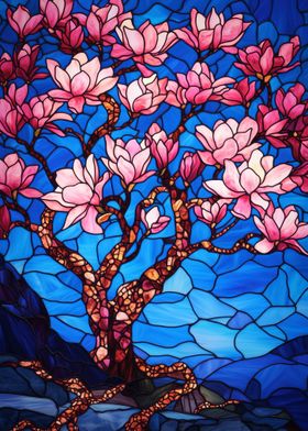 Stained Glass Magnolia Tree