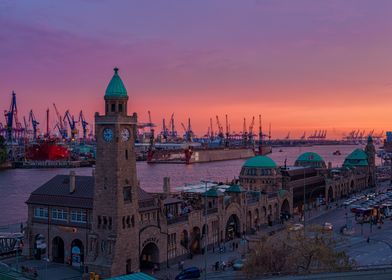 Harbor Sunset with Clock Tower