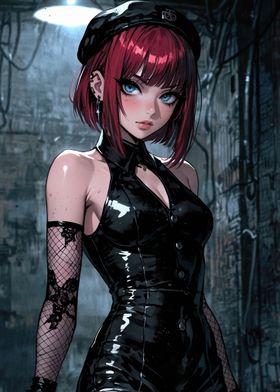 Anime Girl in Black Leather