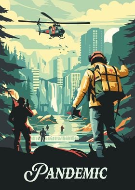 Pandemic Board Game Inspired Illustration Poster