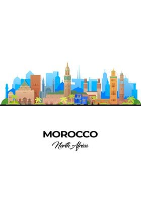 Morocco Skyline Illustration