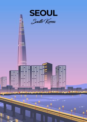 Seoul Skyline Illustration