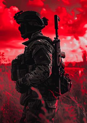 Silhouetted Soldier