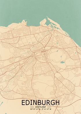 Edinburgh Vintage City Map