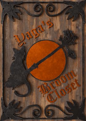 "Yaga's Broom Closet" 3D Rendered Witch's Broom Shop Sign 