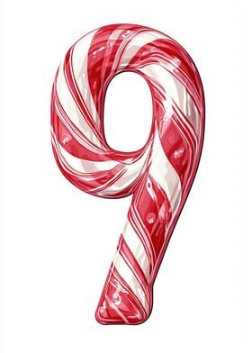 Advent Calendar Candy Cane Number 9 Nine