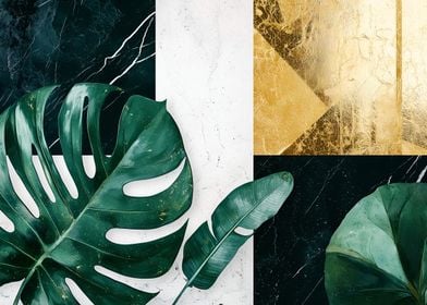 Tropical Leaves on Marble