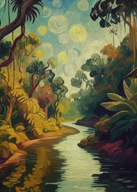 Starry Night Jungle River