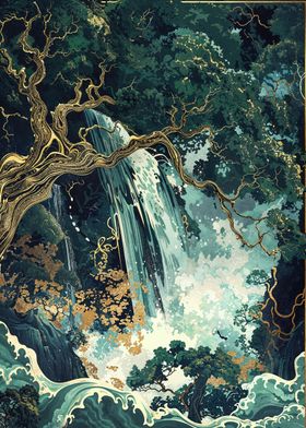 Waterfall and Tree