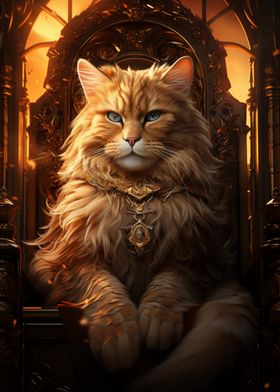 Majestic Cat on Throne