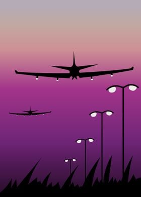 Silhouette of Planes Landing