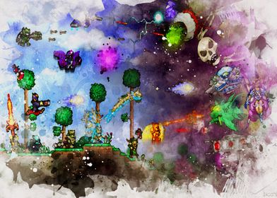 Terraria Boss Battle Watercolor