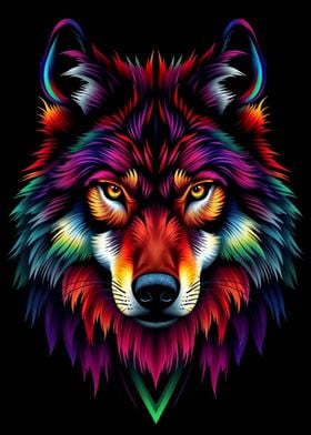 Neon Wolf Portrait