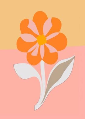 Pastel Flower Poster - Orange Flower Illustration