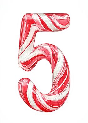 Advent Calendar Candy Cane Number 5 five