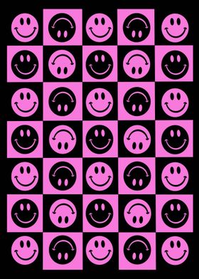 Checkerboard Smiley Face Pattern