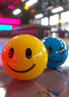 Smiling Yellow and Blue Balls