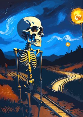 Skeleton Starry Night