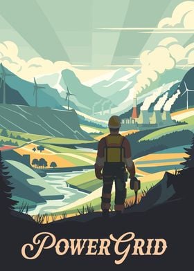 Power Grid Board Game Inspired Illustration Poster