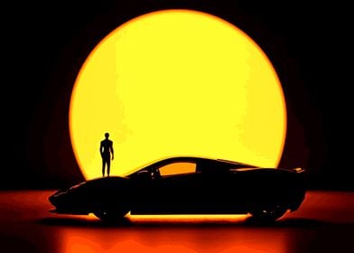 Silhouette of a Sports Car