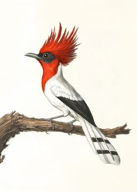 Red-Crested Bird Illustration