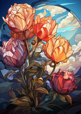 Stained Glass Peonies