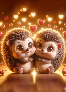 Cute Hedgehog Couple