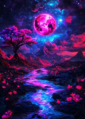 Pink Moon Landscape