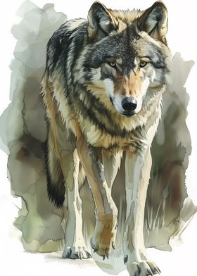 Wolf Watercolor Painting