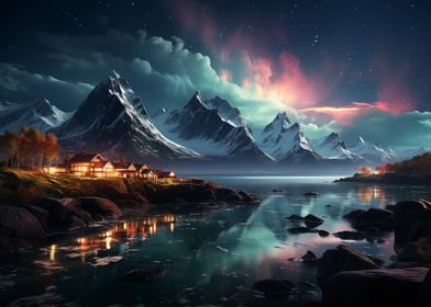 Aurora Borealis Mountains