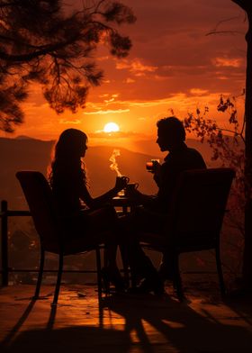 Silhouette Couple Sunset