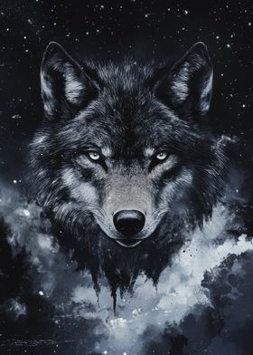 Wolf In The Night Sky