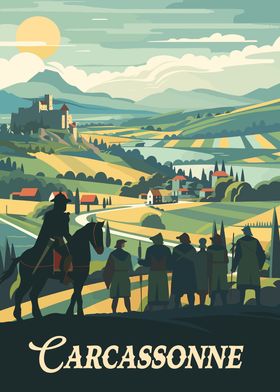 Carcassonne Board Game Inspired Illustration Poster