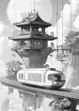 Japanese Train in the Clouds