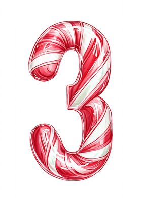 Advent Calendar Candy Cane Number 3 three