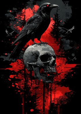 Raven on Skull