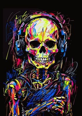 Skull with Headphones