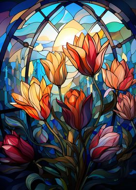 Stained Glass Tulips