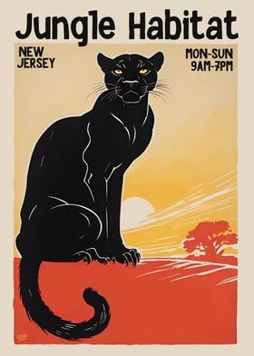 Jungle Habitat Black Panther Poster