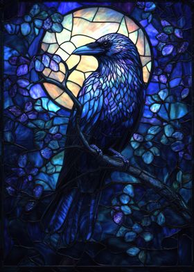 Stained Glass Raven