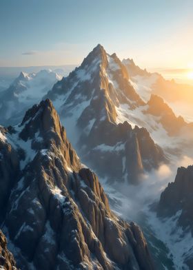 Mountain Peaks at Sunset